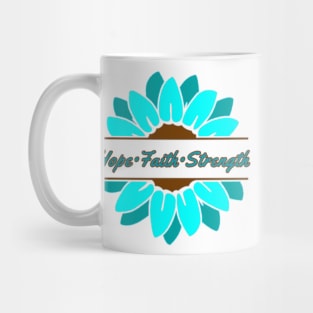 Turquoise Sunflower Hope Faith Strength Mug